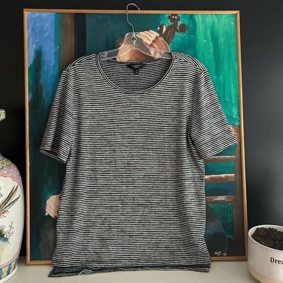 Banana Republic Gray and White Striped Top M - Picture 1 of 12